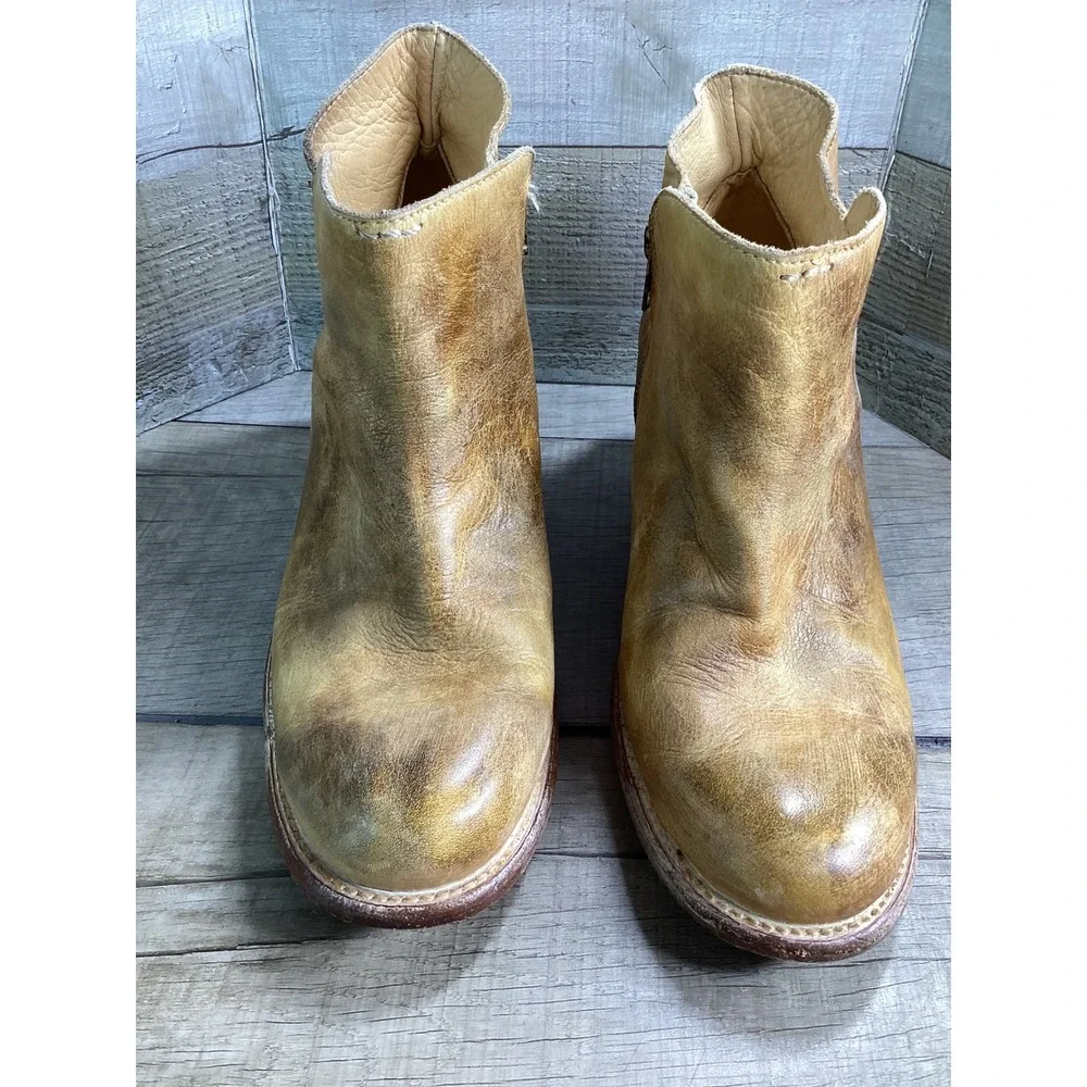 Bed Stu Cobbler Series Tan Leather Distressed Ankle Boots Women 10 Handcrafted